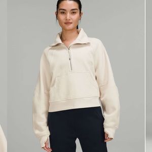 Lululemon Scuba Oversized Funnel Neck Half-Zip, White Opal, size XS/S